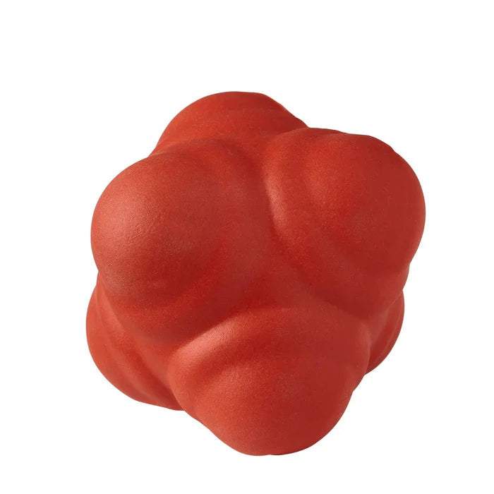 Red Gunn & Moore Reaction Ball with multi-knobbed surface for unpredictable erratic bounce training
