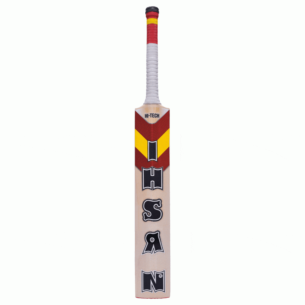 Ihsan HI Tech cricket bat showcasing its concave profile and premium English willow grains.