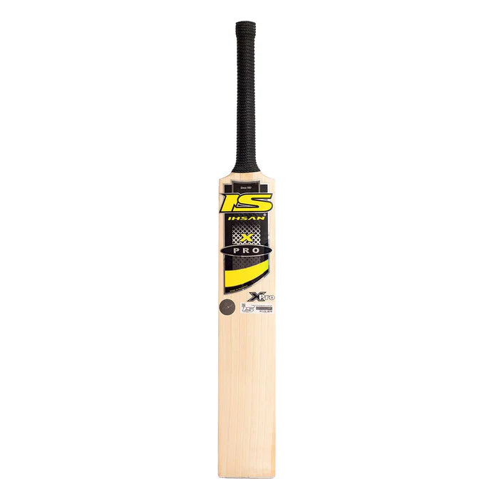 Professional batsman holding Ihsan XPro cricket bat at crease