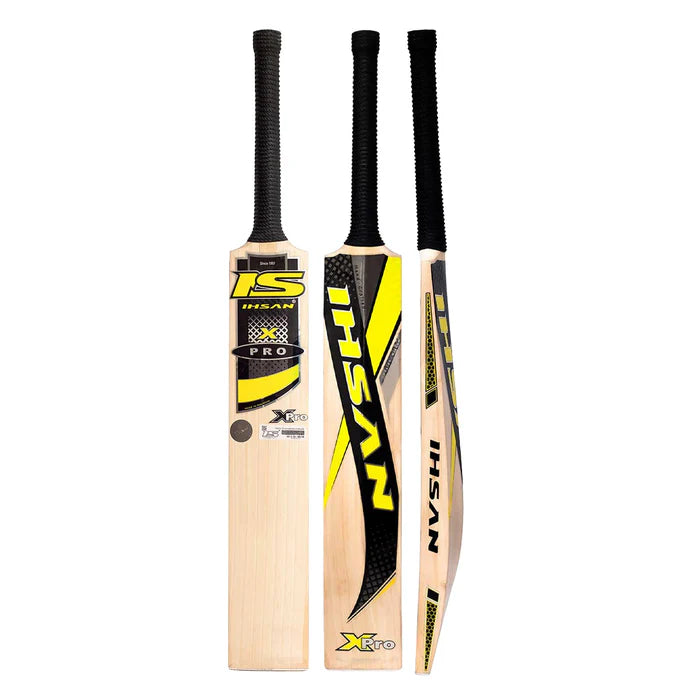 Ihsan Xpro English Willow Cricket Bat with premium Grade 1 Willow and a mid-blade sweet spot for explosive power.