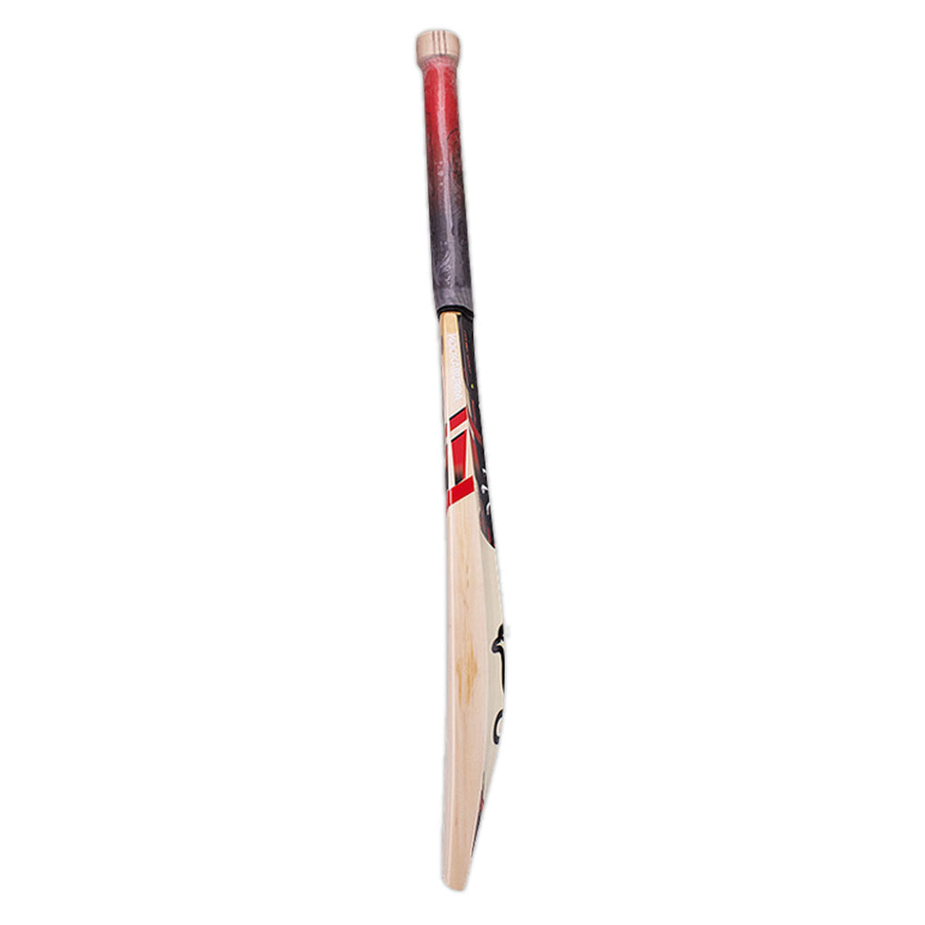 Side angle of Beast 6.3 cricket bat showing thick edges and power profile
