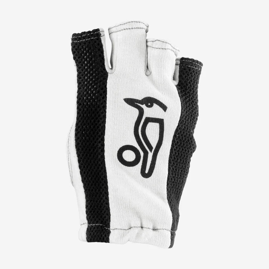 Close-up of the padded palm on Kookaburra Fingerless Batting Inners WHITE

