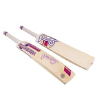 Close-up view of back sticker design and white Hexa grip on Kookaburra Glare 6.1 Cricket Bat