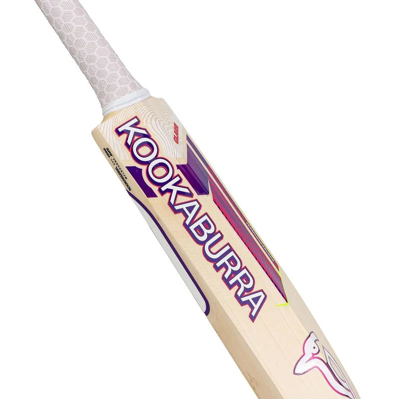 Full front face view of unbleached Grade 6.1 English Willow Kookaburra Glare 6.1 Cricket Bat
