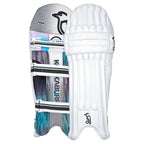 Kookaburra Prism 4.1 Batting Pads front view showing premium grain PVC facing and adjustable straps.