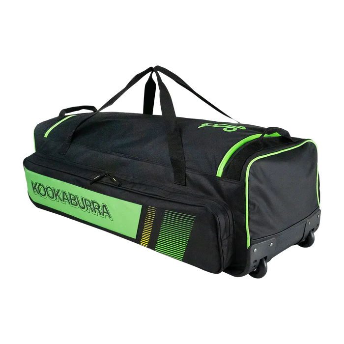 Kookaburra PRO 3500 Wheelie Cricket Bag Black/Neon Green