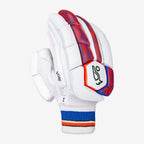 Kookaburra Rapid 4.1 Batting Gloves worn on-hand, demonstrating the secure fit available at CricketerPoint.