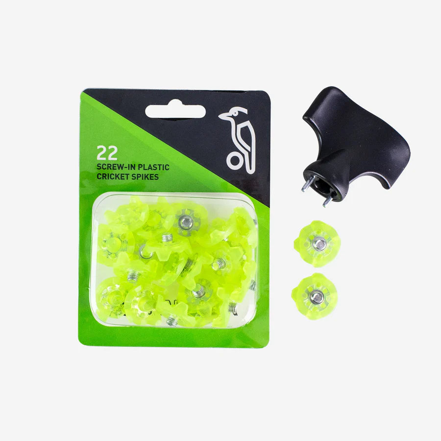 Kookaburra Replacement Plastic Spikes x 22 pack front view with branding


