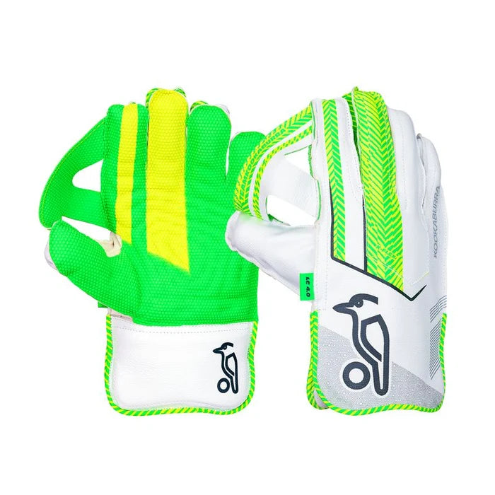 Kookaburra LC 4.0 Wicket Keeping Gloves front view displaying Octopus rubber palm grip
