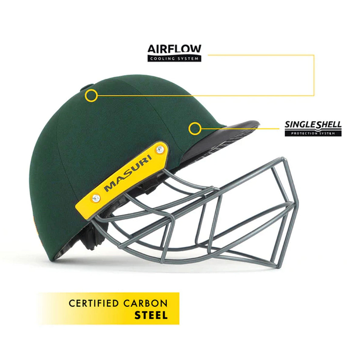 Masuri C Line Plus Steel Cricket Helmet Green – view 5