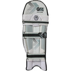 Back view of black GM Maxi 606 Batting Pads 2026 showing low density foam bolsters and three adjustable straps