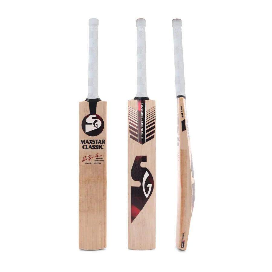 SG Maxstar Classic English Willow Cricket Bat front view.