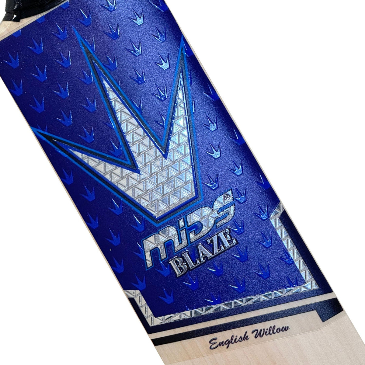 The Mids Blaze cricket bat held in a classic batting stance.

