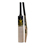 Mids Gold English Willow Cricket Bat with full cover and bold gold branding.