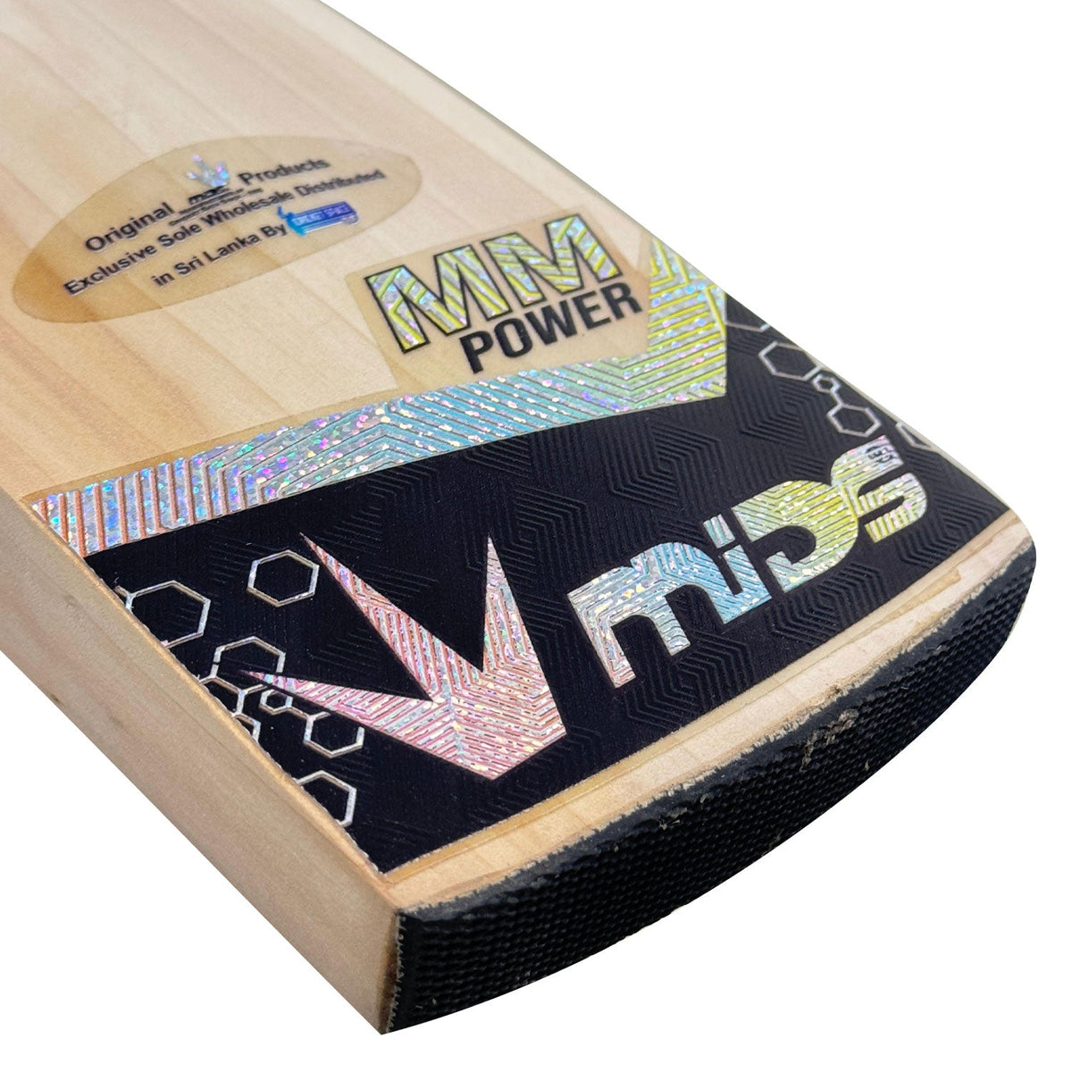 Bottom view of the Mids MM Power bat showing the thick toe and po