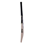 Embossed Mids MM Power stickers on a professional English Willow cricket bat.