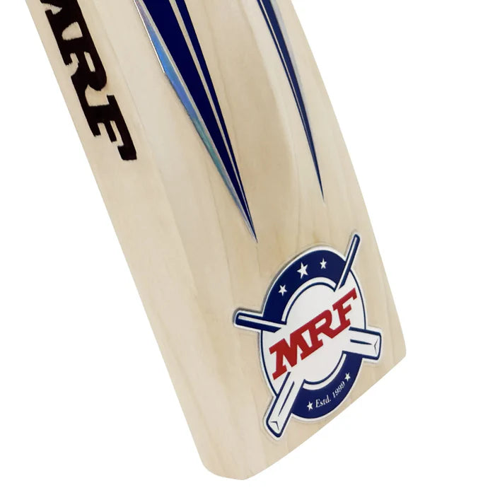 MRF Elegance bat spine view showing concave profile and pickup