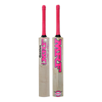 MRF Genius Pink Edition English Willow cricket bat showing its stylish pink and grey design on a clean background.