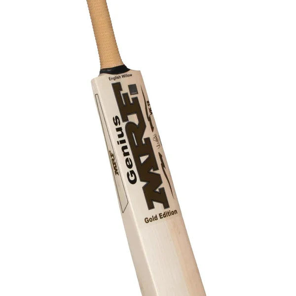 Premium English Willow grains on the MRF Genius Gold Edition bat