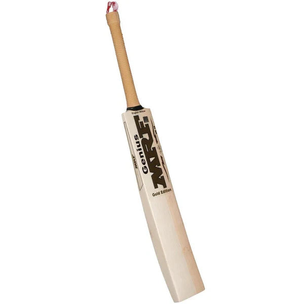 Side profile of MRF Genius Gold Edition showing mid-blade swell