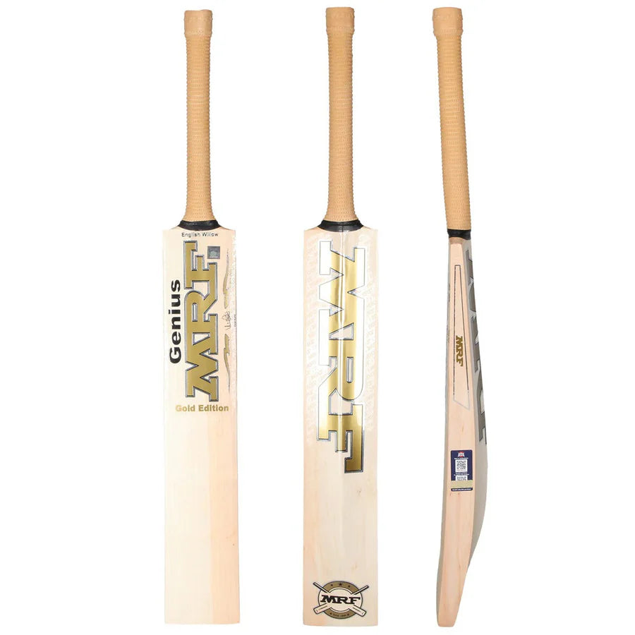 MRF Genius Gold Edition English Willow Cricket Bat front view