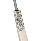 close profile of MRF Genius Silver bat with thick power edges