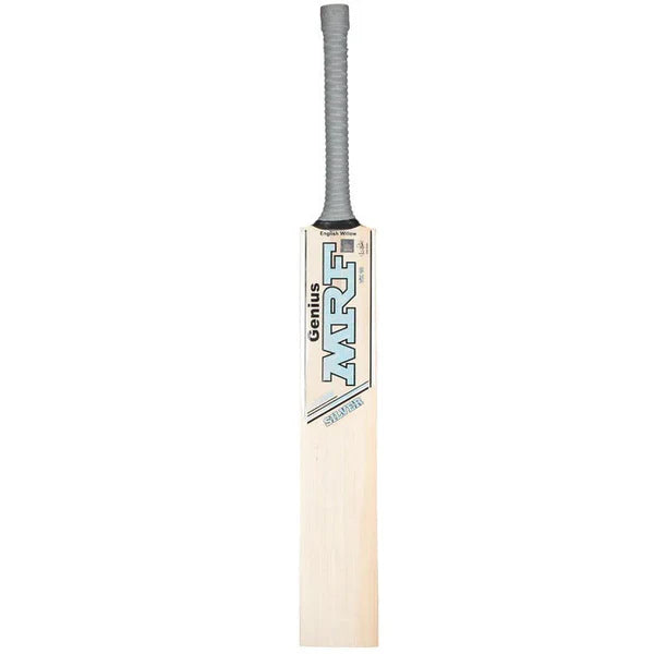 MRF Genius Silver cricket bat with striking silver sticker decals