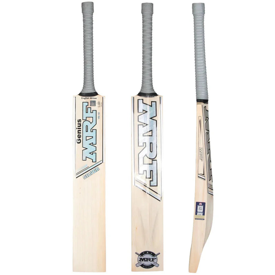 MRF Genius Silver English Willow Cricket Bat front view