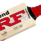 Close-up of the MRF authenticity hologram on the VK 18 Legend Bat.
