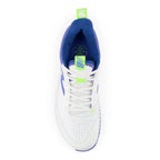 top down view of New Balance CK 4020 R5 Cricket Shoes with vibrant neon green accents.