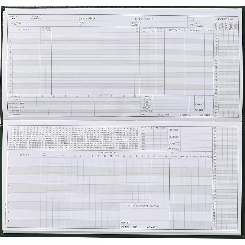 Gunn and Moore Cricket Scorebook