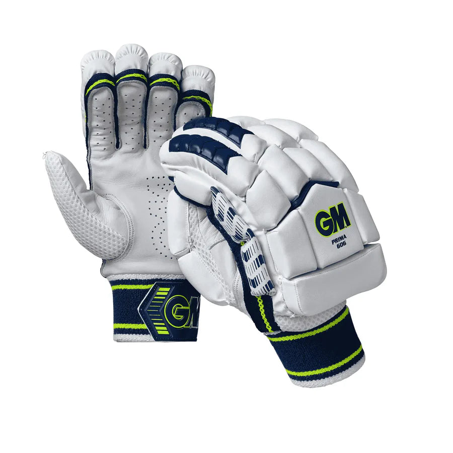 Close-up of GM 606 gloves showing calf leather palm and padded cuff design

