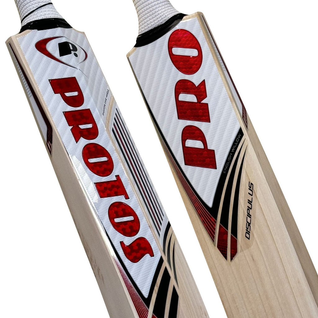 Close-up of the large sweet spot on the Protos Internatus English Willow bat.