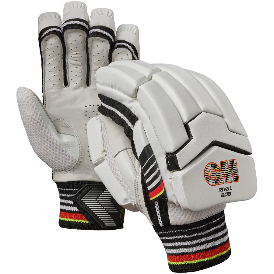 White Gunn & Moore Rival 505 Batting Gloves showing leather palm and multi-flex finger rolls