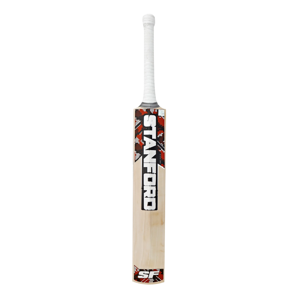 Cricketer playing a confident cover drive with the SF CAMO ADI 3 English Willow bat, showing its perfect balance in action.
