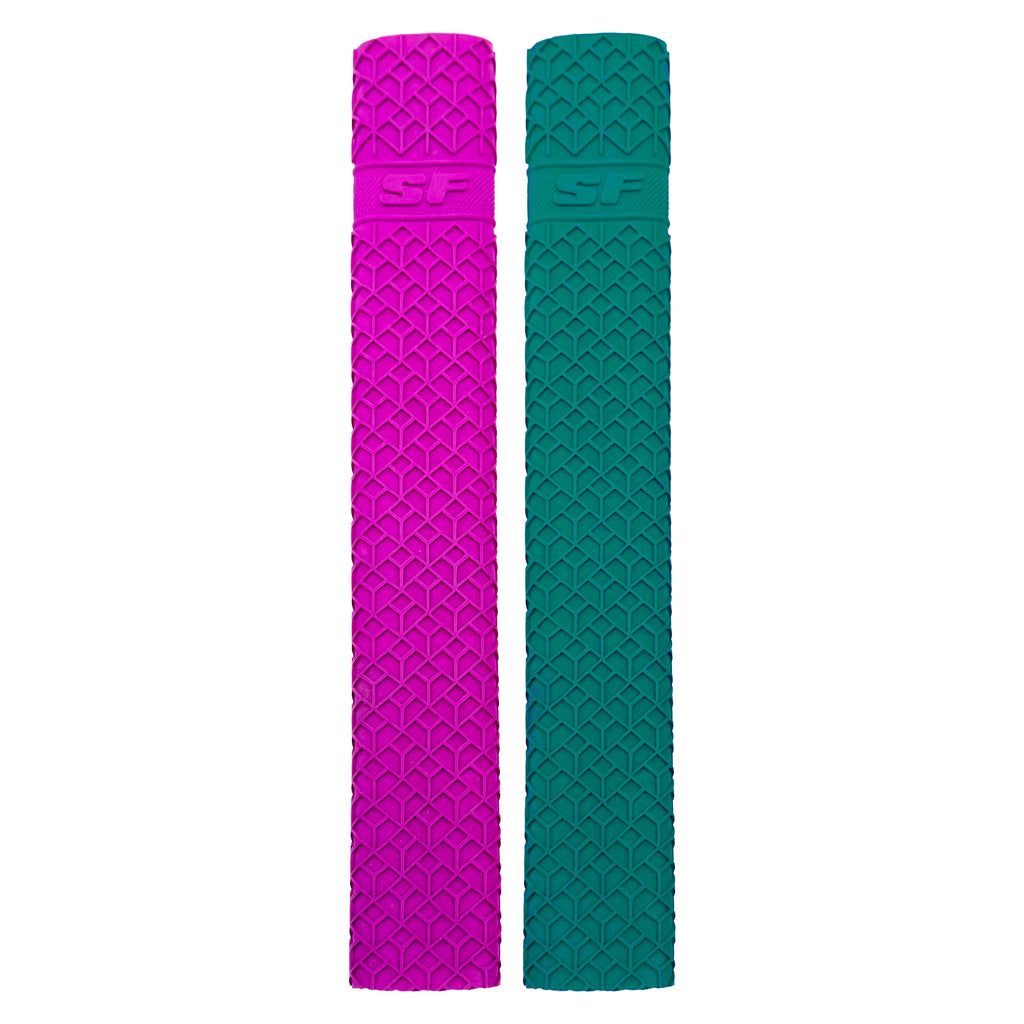 SF Panther cricket bat grips in Purple and dark green.
