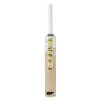  Bottom view showing the reinforced toe of the English willow cricket bat.

