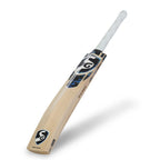 Close-up of SG RP Ultimate Bat's hard-pressed face for durability and performance.