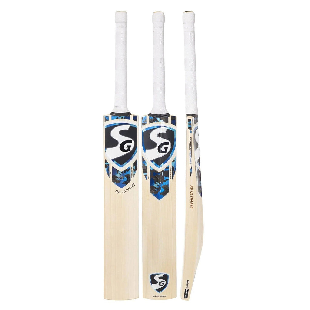 SG RP Ultimate English Willow Cricket Bat with traditional round cane handle.