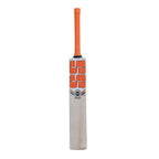 Side profile of SS Orange English Willow Cricket Bat highlighting thick concave TON edges for power.
