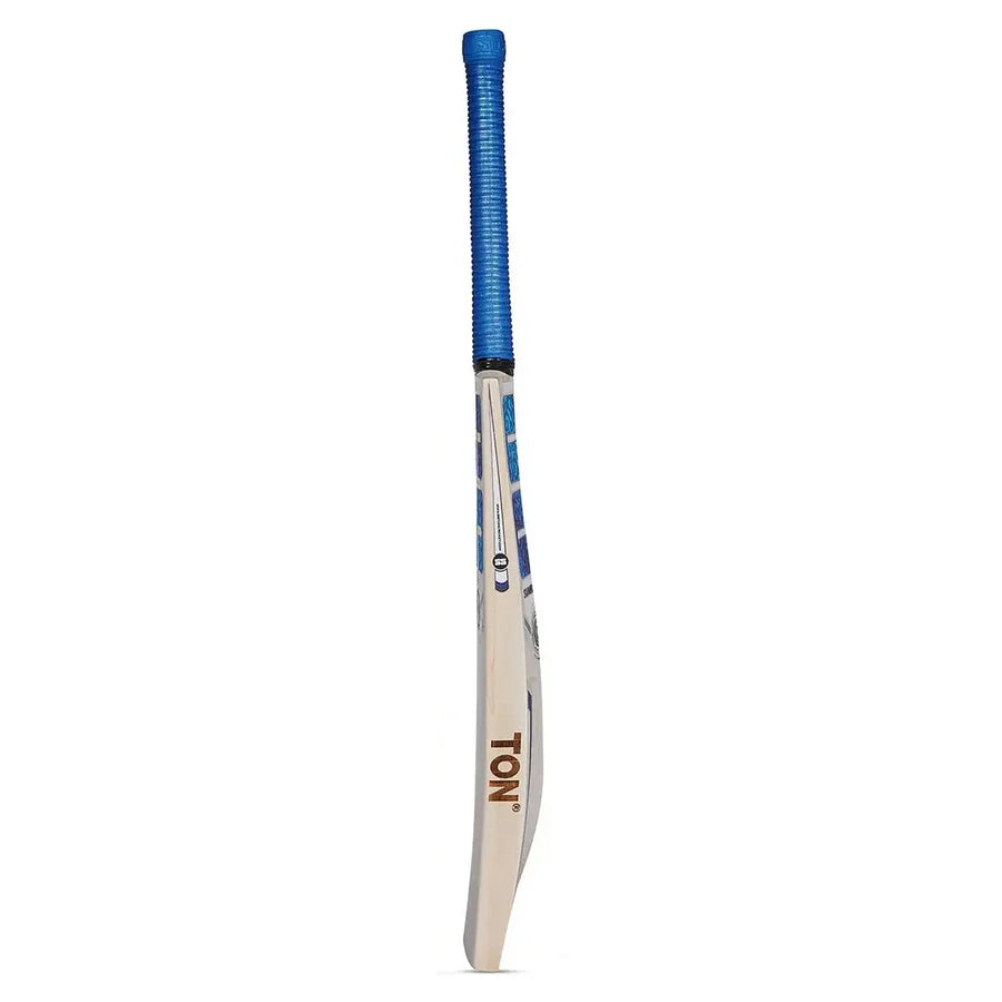 Side profile of SS Premium English Willow Cricket Bat highlighting concave TON edges and wide sweet spot.