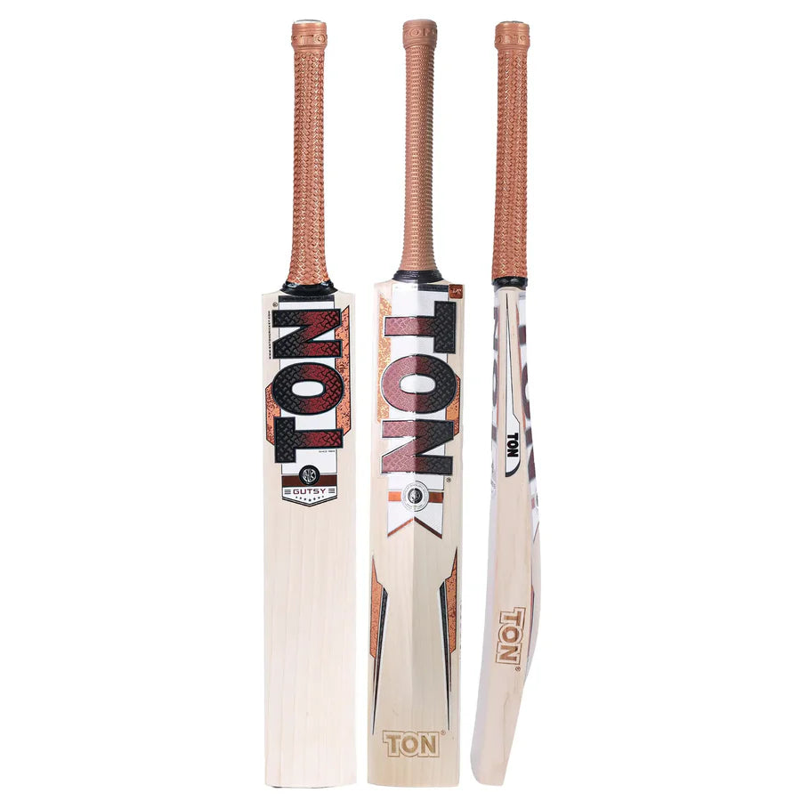 SS Ton Gutsy English Willow Cricket Bat face showing wide play area and clean grains.