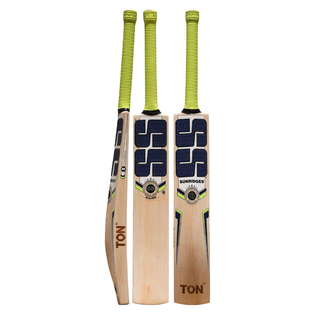 SS Ton Waves English Willow Cricket Bat front face showing clean grains and wide play area.