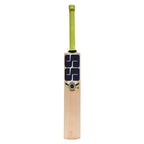 Close-up of shock-absorbing short handle on SS Ton Waves bat with premium grip.