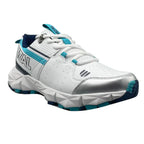 Side view of WIZAL Strike Cricket Shoes displaying outer sole traction and white upper design by Cricketer Point