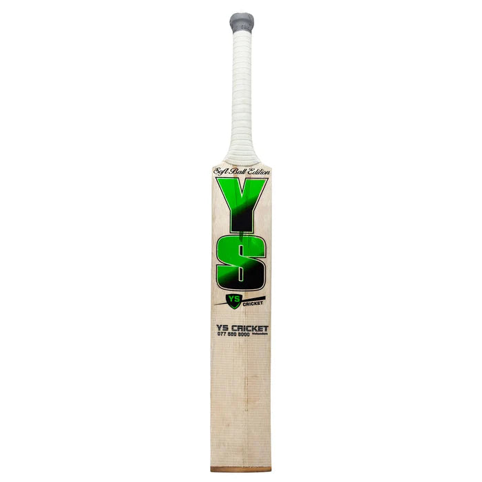 Close-up of the non-slip rubber handle grip on the YS Premium Soft Ball Cricket Bat by Cricketer Point